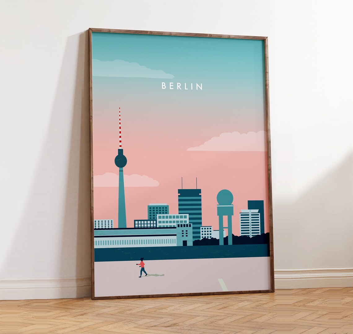 Berlin Skyline Travel Poster, City Wall Art Print