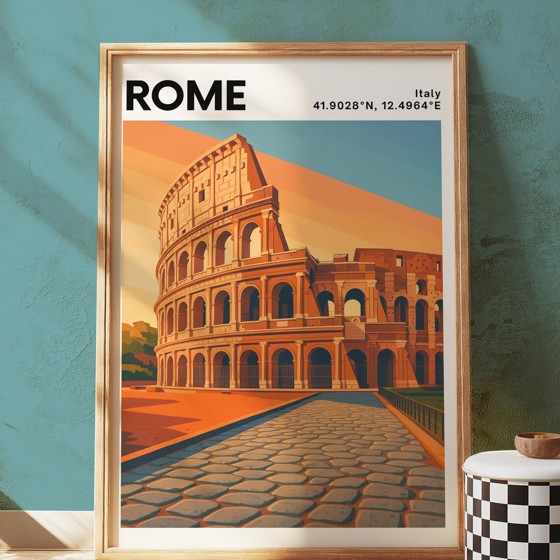 Rome Italy Colosseum Ancient Roman Landmark Sunset Travel Poster