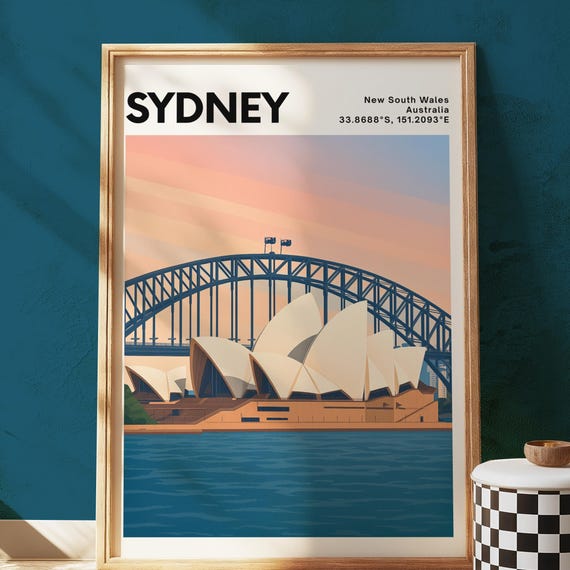 Sydney Opera House Print Modern Australia Travel Poster