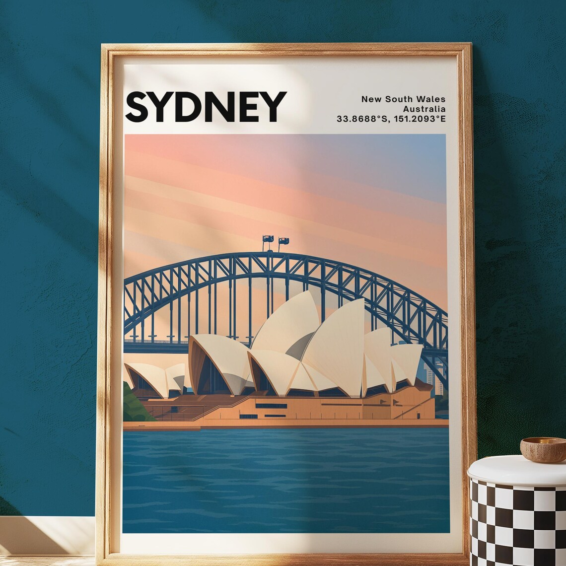 Sydney Opera House Harbour Bridge Australia Sunset Travel Poster