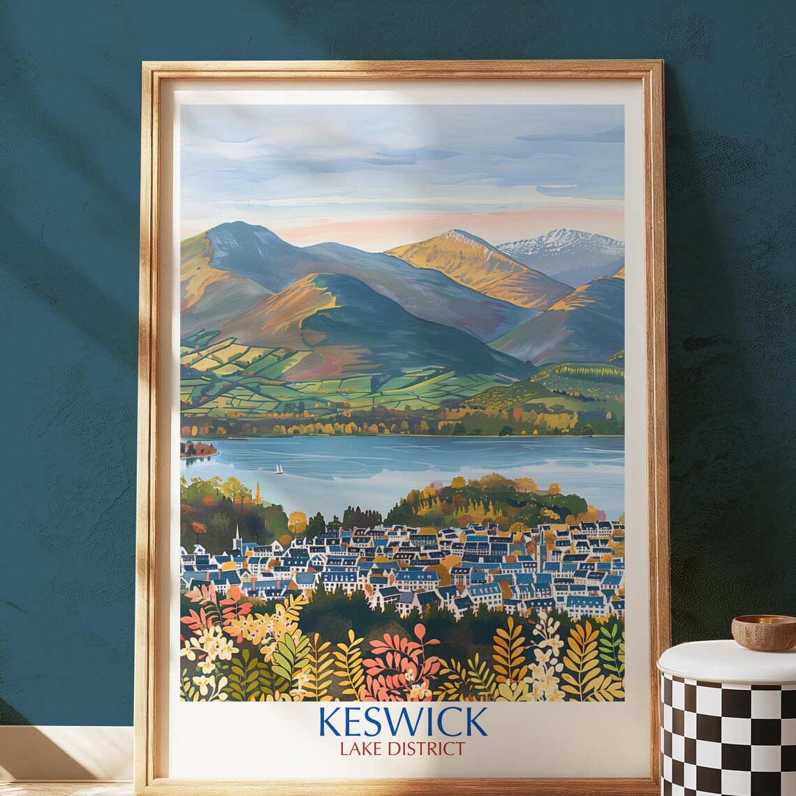 Keswick Lake District Travel Poster, English Landscape