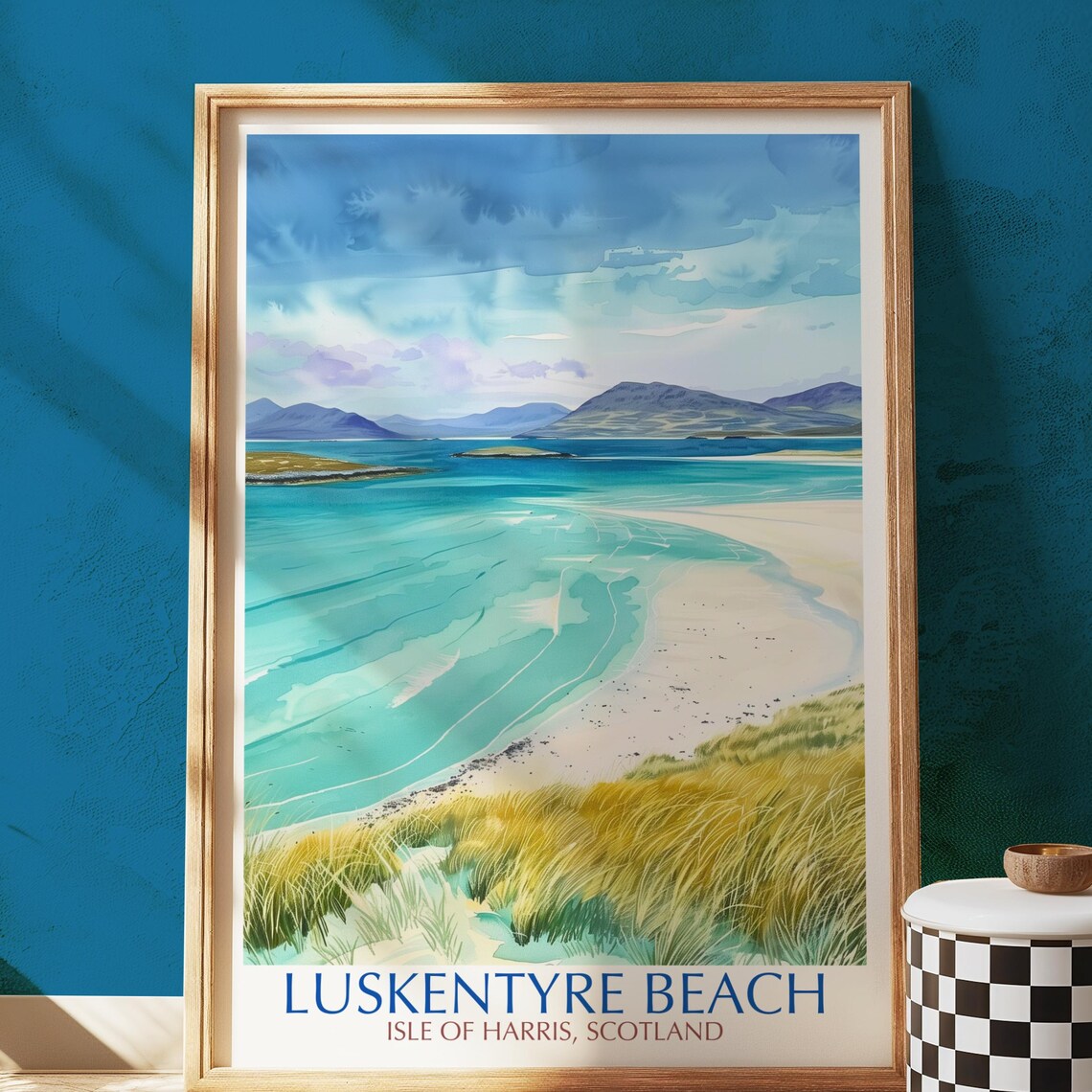 Luskentyre Beach Isle Of Harris Scotland Turquoise Sea Travel Poster