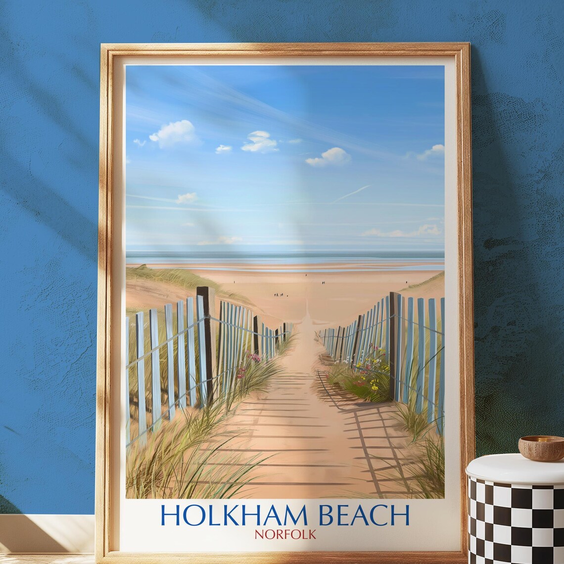 Holkham Beach Norfolk Boardwalk Dunes Sandy Shore Travel Poster