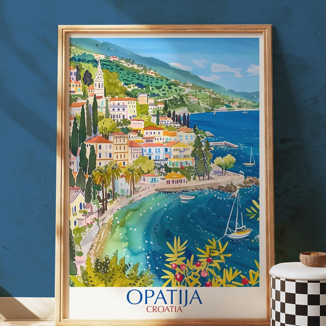 Opatija Croatia Adriatic Coastal Town Seaside Vintage Travel Poster