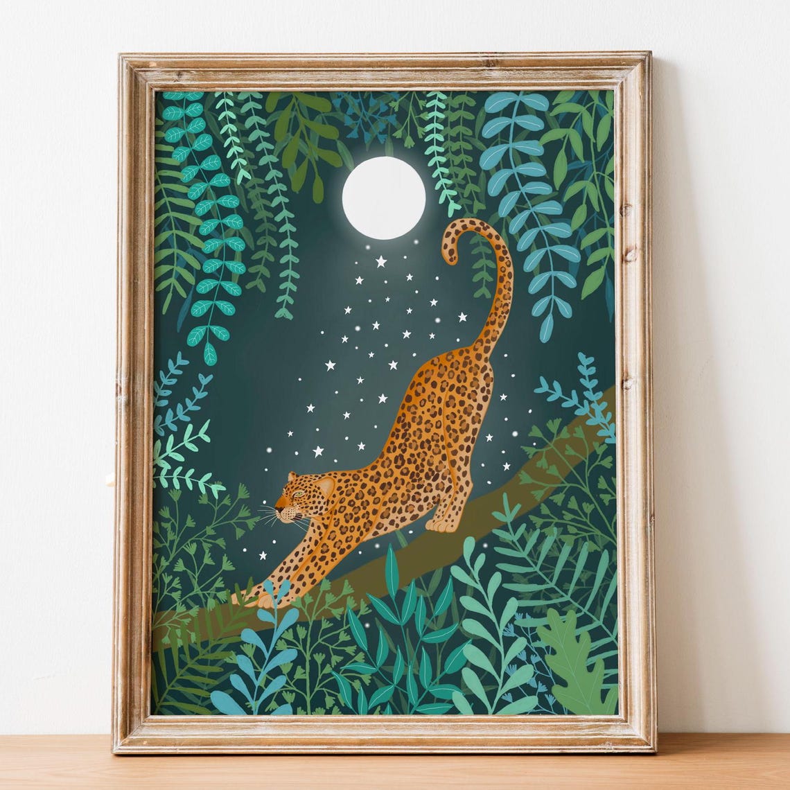 Leopard Painting Animal Art Print, Jungle Illustration