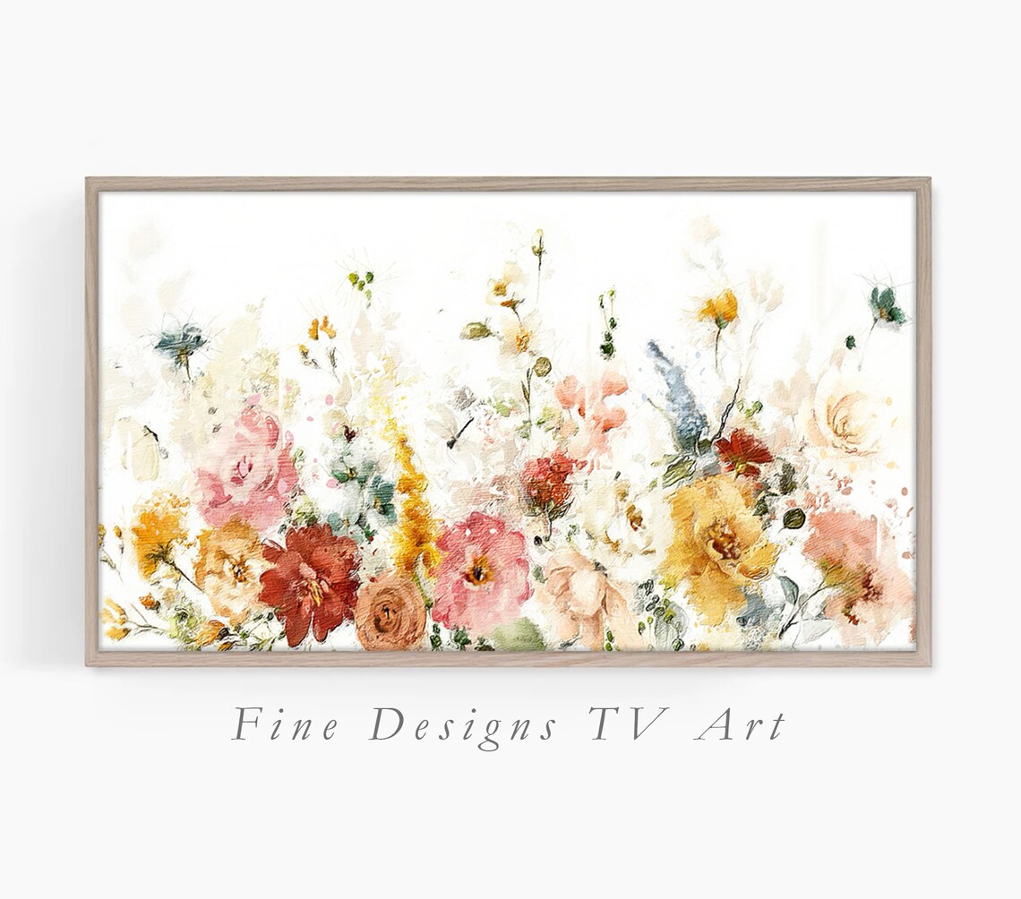 Light Spring Flower Watercolor Blush Gold Delicate Floral Art Poster