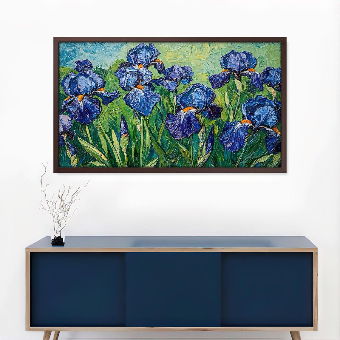 Frame Tv Art Impasto Blue Irises Bold Floral Spring Painting Vibrant Modern Art Impressionist Style - Image 4