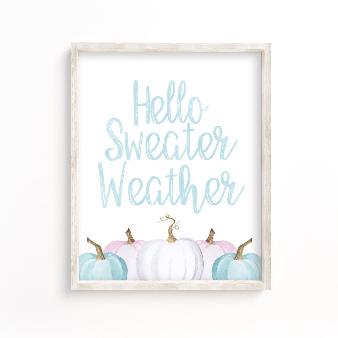Hello Sweater Weather Pastel Pumpkins Art Print - Image 3