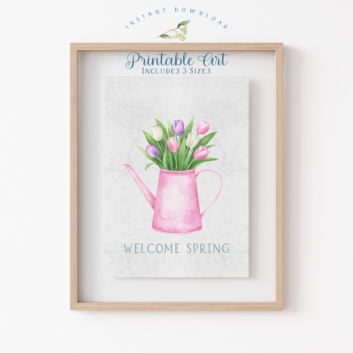 Welcome Spring Tulips In Watering Can Art Print - Image 2