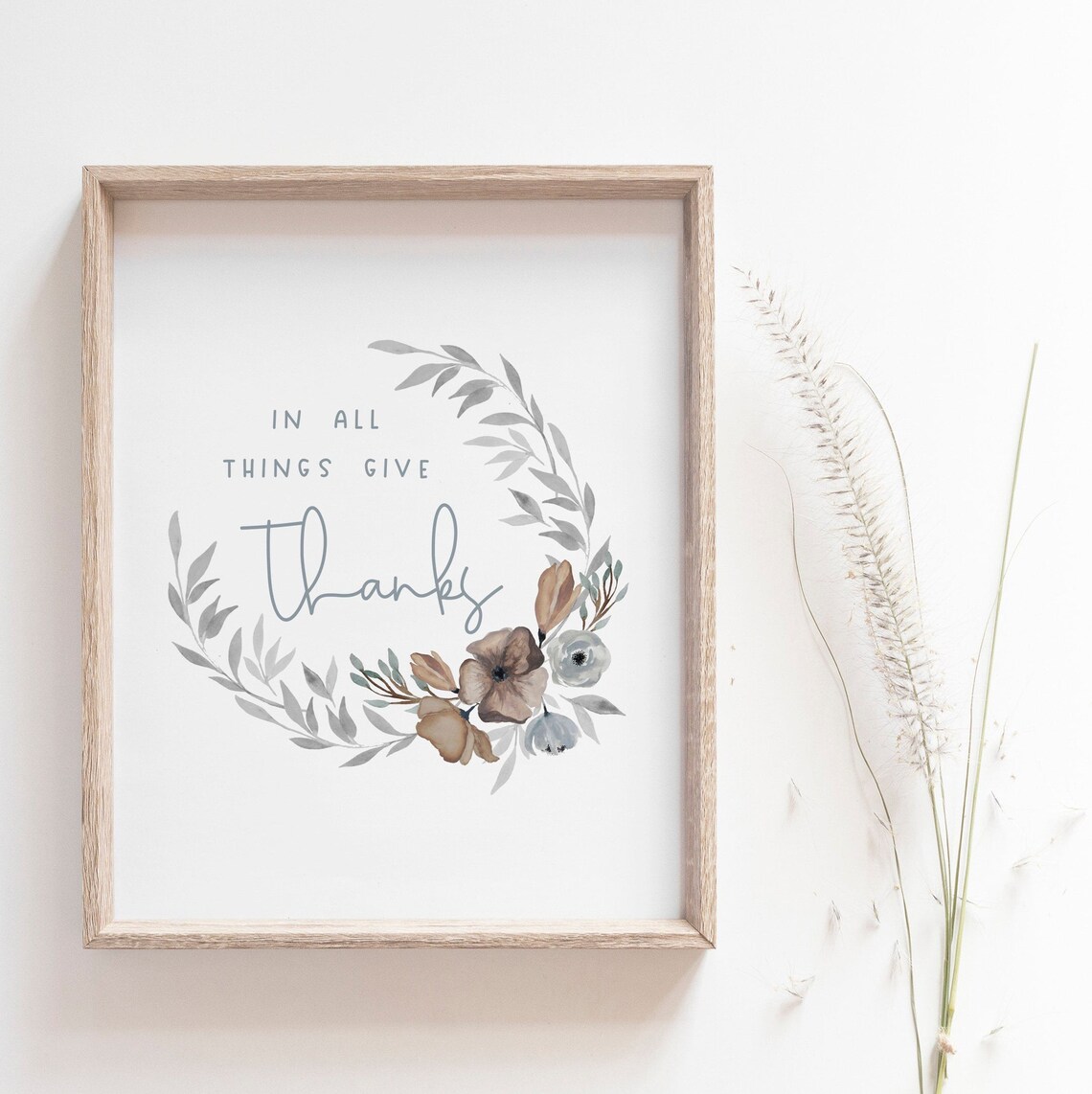 In All Things Give Thanks Blue Fall Decor Print - Image 3