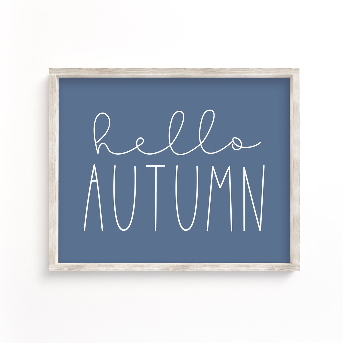Hello Autumn Sign Blue Fall Wall Art Print - Image 3
