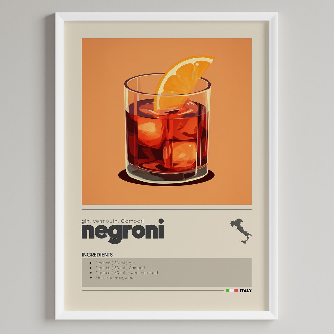 Negroni Cocktail Minimalist Classic Drink Art Print