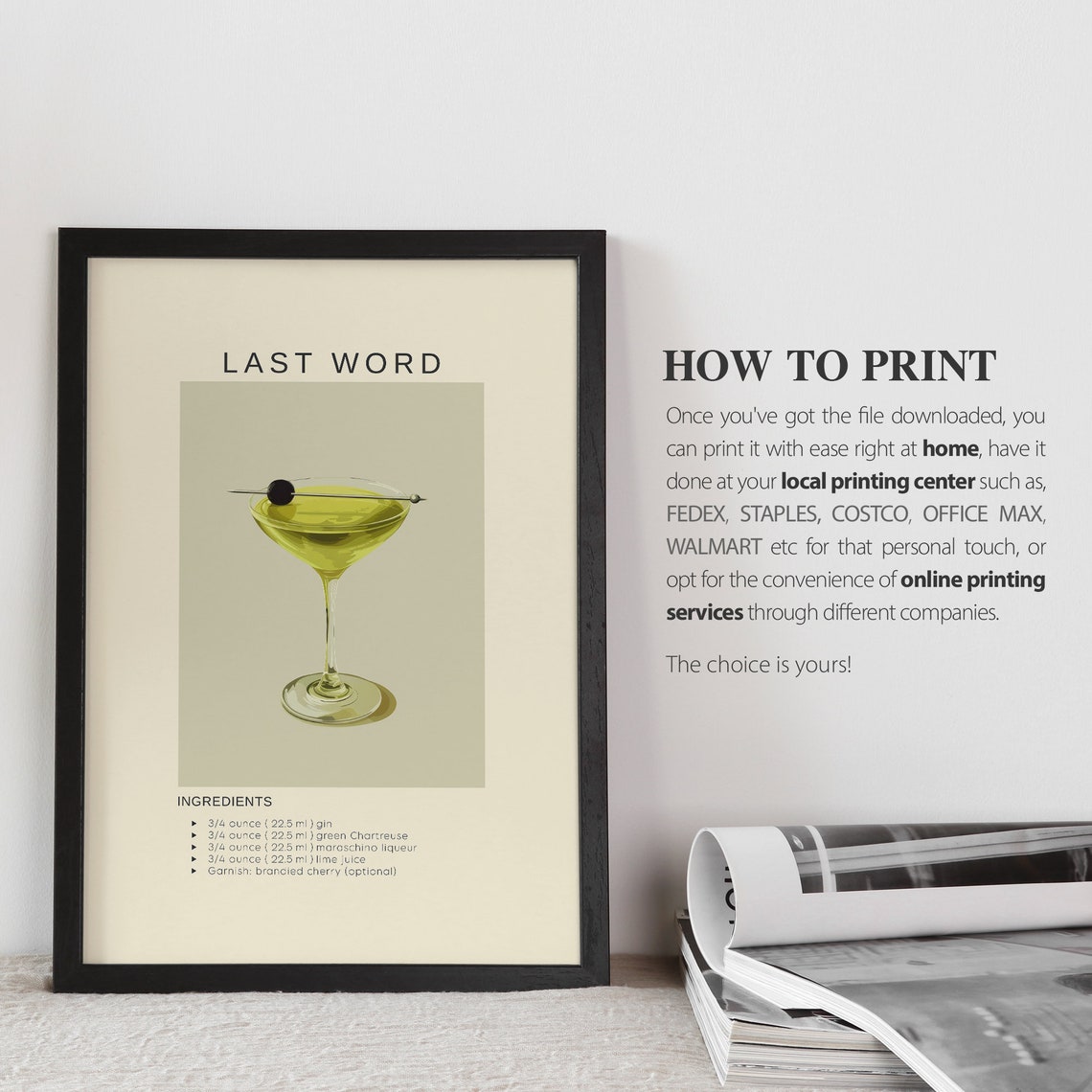 Last Word Cocktail Poster, Minimalist Bar Cart Decor - Image 3
