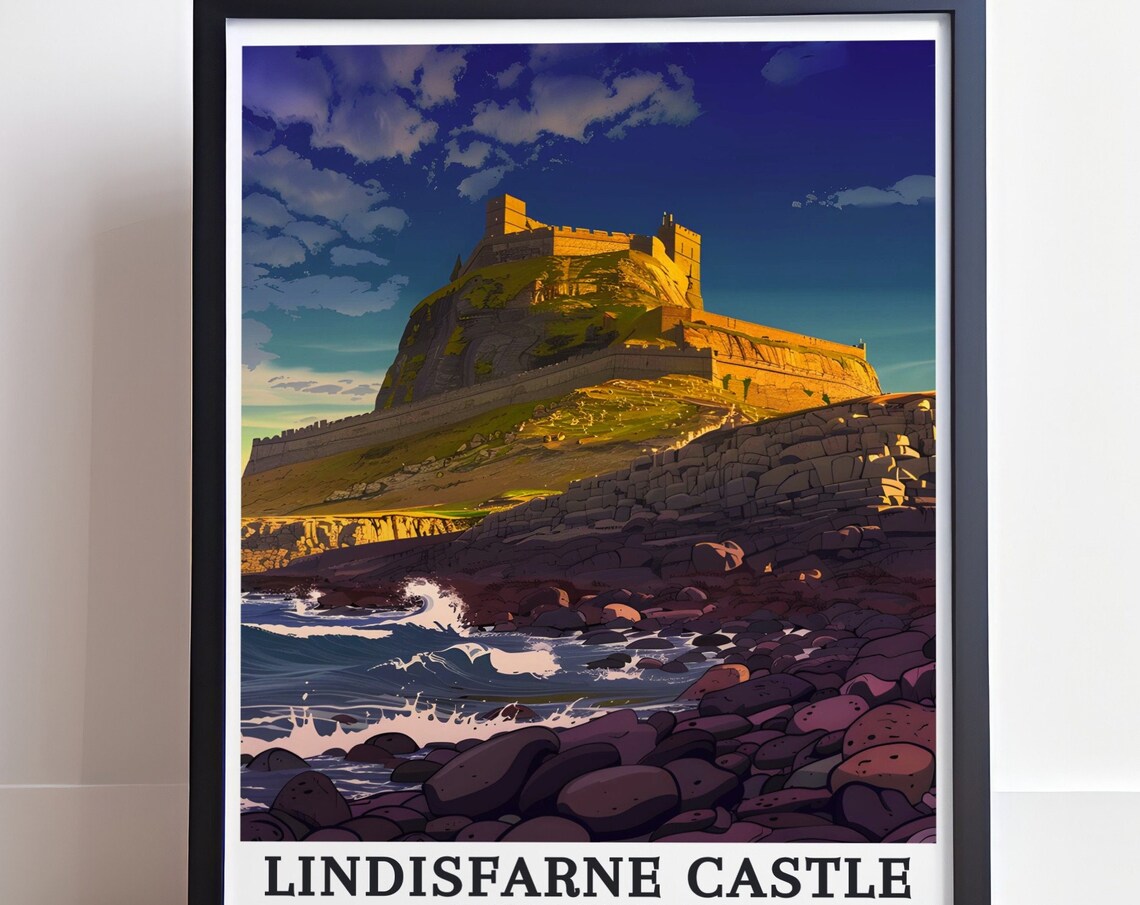Lindisfarne Castle United Kingdom Night Fortress Deep Blue Sky Poster - Image 4