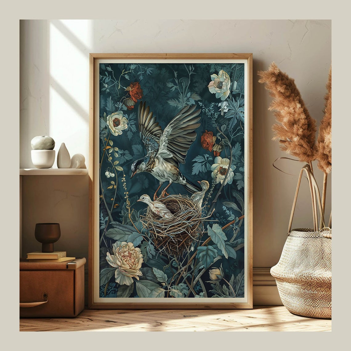 Bird Picture Art Print Landing In The Nest Poster Of Paintings For Bird Lovers Picture To Frame Wall Art For Living Room Bedroom