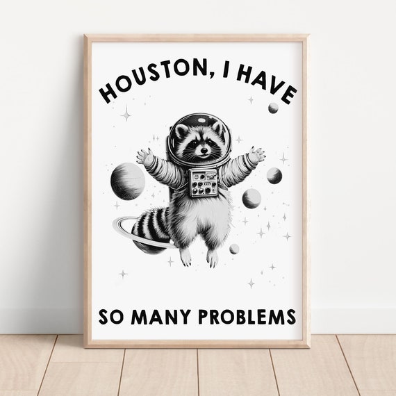 Funny Space Racoon Houston Problems Poster Print