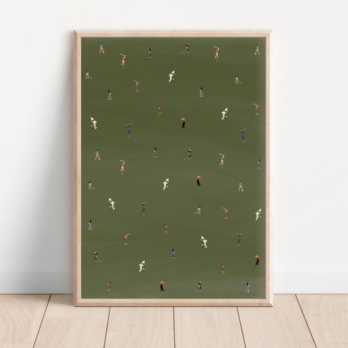 Tiny Golfers Minimalist People Art Poster, Modern Office Decor