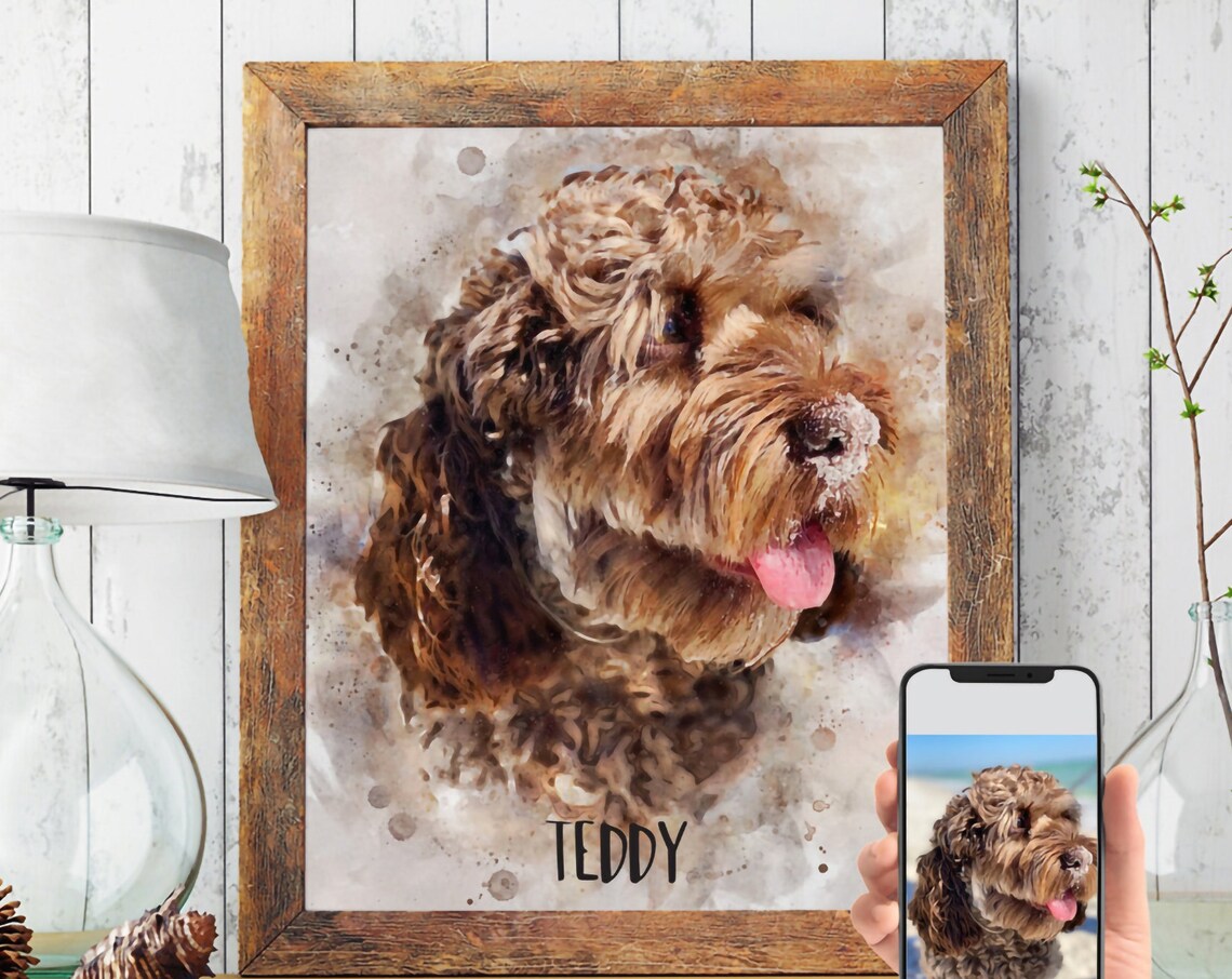 Custom Dog Portrait Watercolor Art Print
