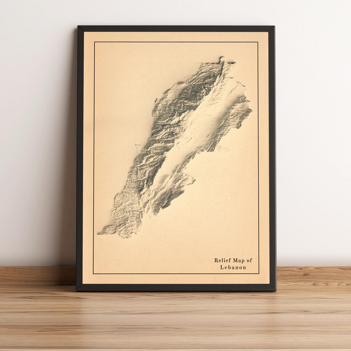 Relief Map of Lebanon Art Print Minimalist Terrain Cartography Decor - Image 3