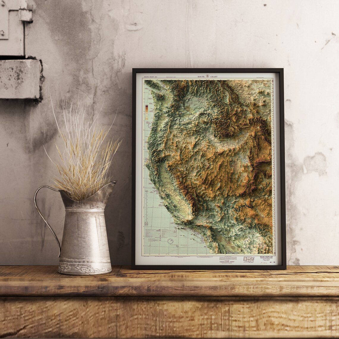 Western United States 1950 Relief Route Chart Vintage Map Poster - Image 2