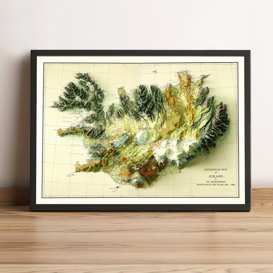 Iceland Thoroddsen 1881 1898 Geological Survey Vintage Relief Poster - Image 3