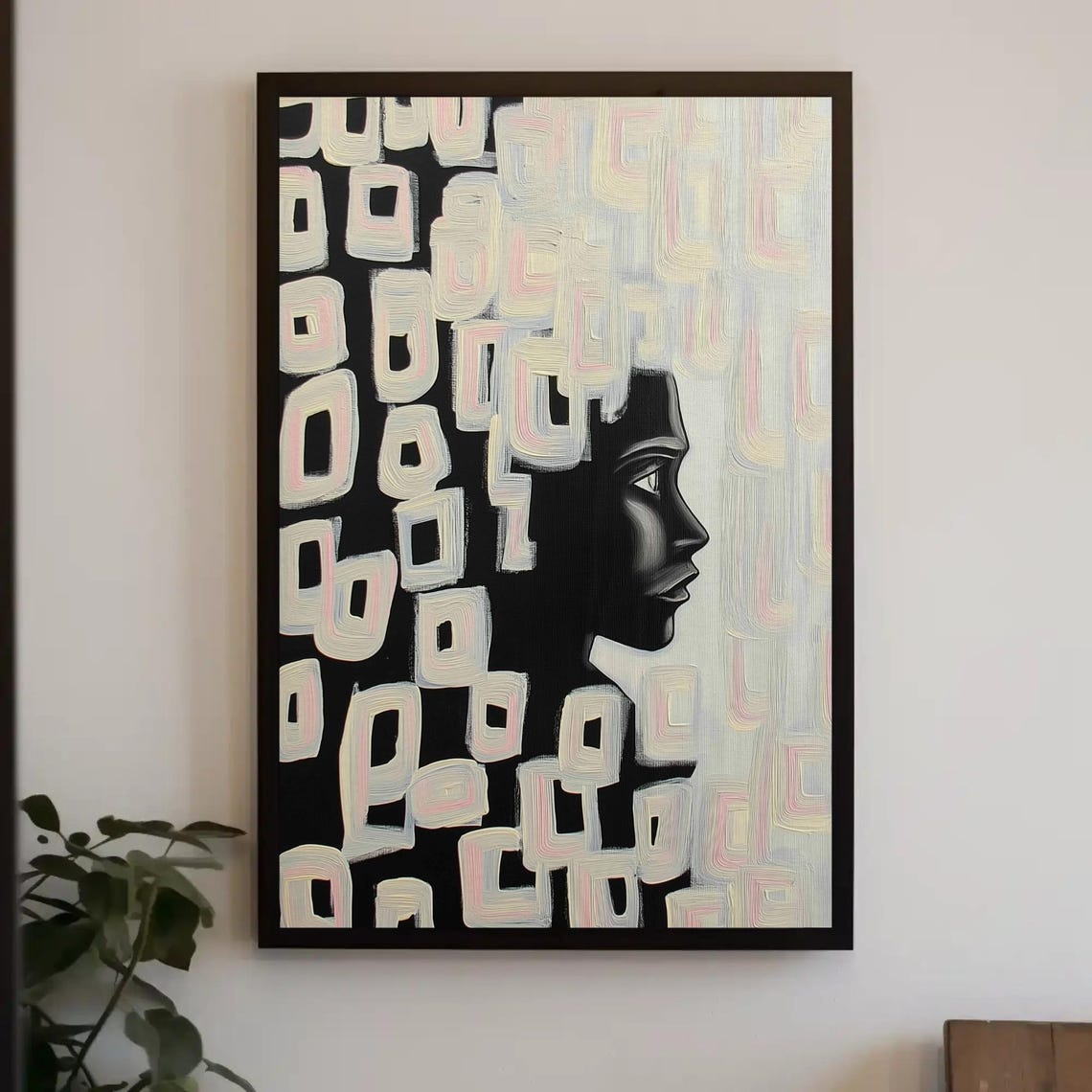 Woman Profile Emerging from Abstract Geometric Pattern Poster - Image 3