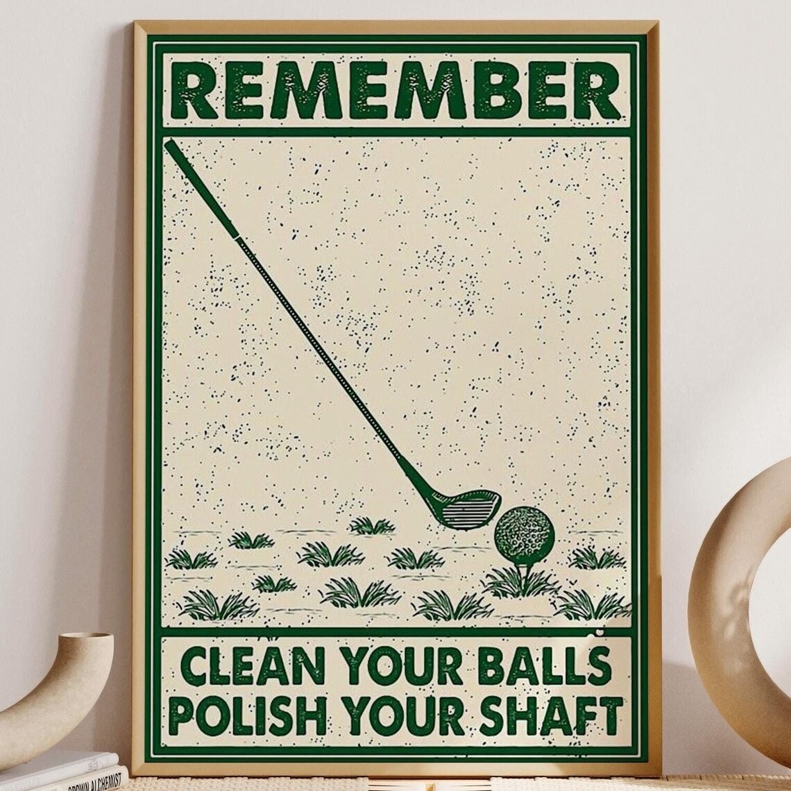 Golf Vintage Humor Poster Print, Clean Your Balls