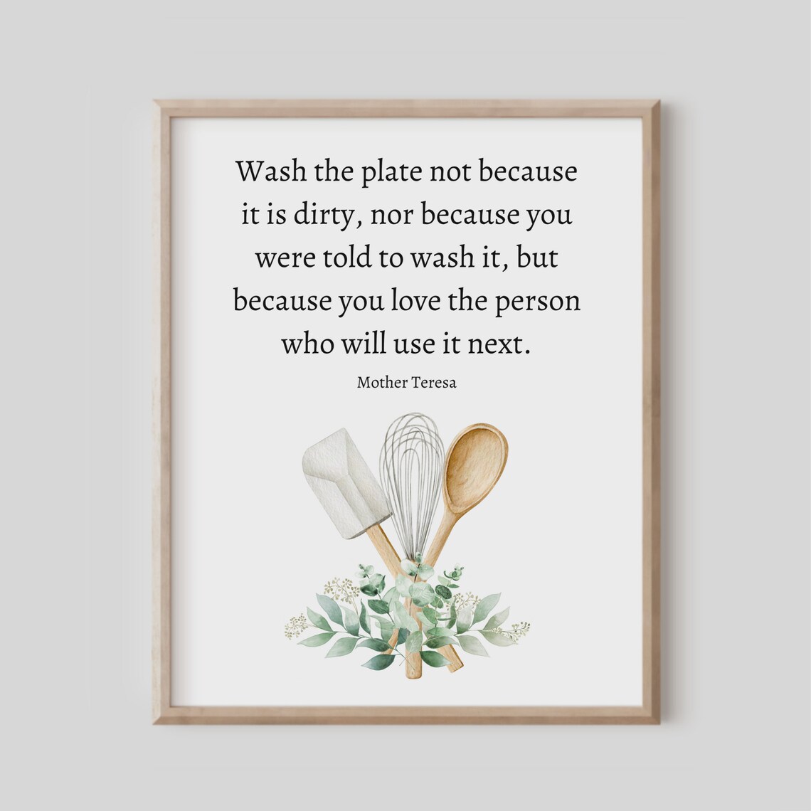 Wash The Plate Mother Teresa Quote Art Print