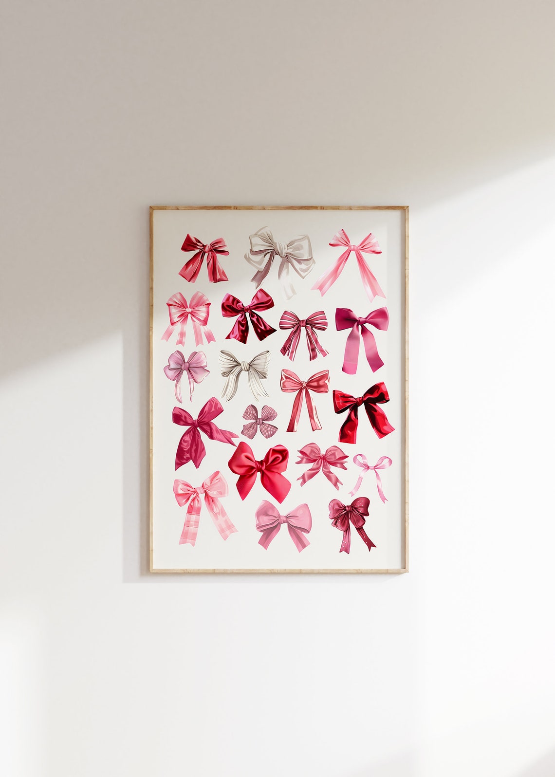 Pink and Red Satin Ribbon Bows Grid Balletcore Coquette Poster - Image 2