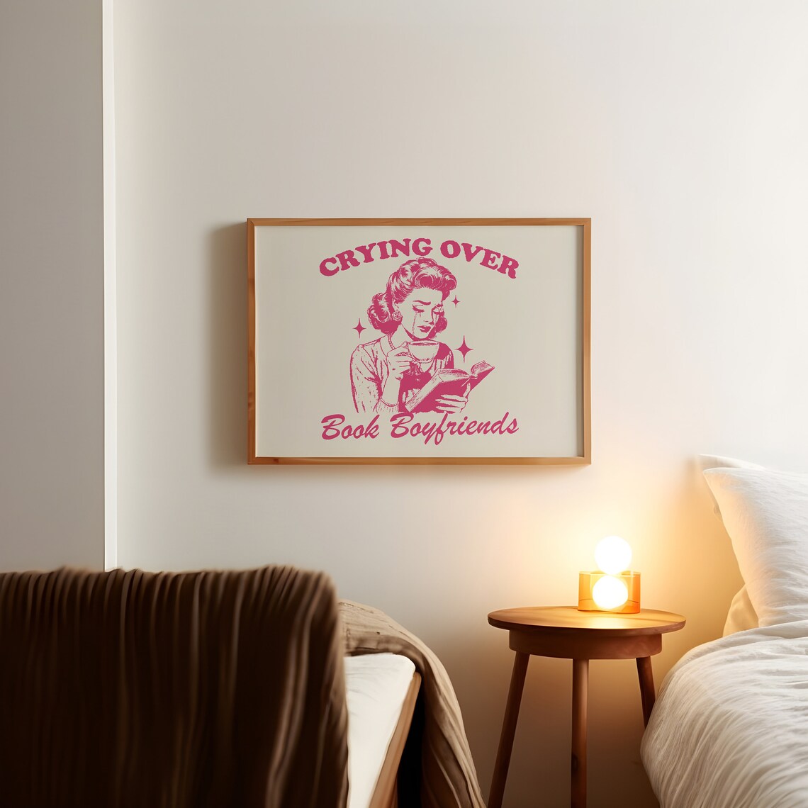 Crying Over Book Boyfriends Vintage Bookish Art Print - Image 4