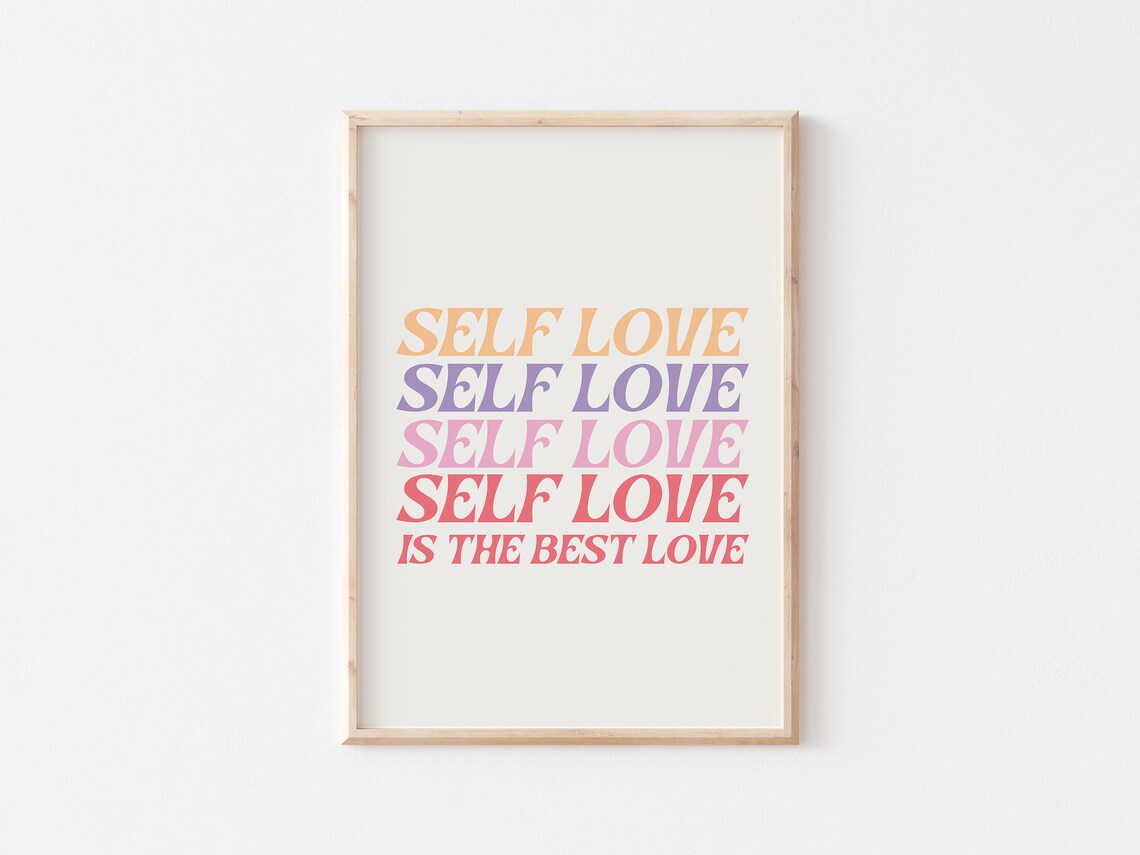 Self Love Is The Best Love Stacked Retro Lettering Quote Poster - Image 5