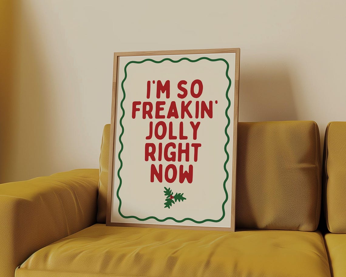 I Am So Freakin Jolly Cheerful Retro Red Holiday Typography Poster - Image 3
