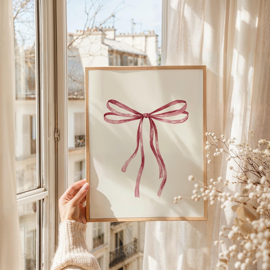 Dusty Pink Watercolor Ribbon Bow Coquette Balletcore Aesthetic Poster - Image 4