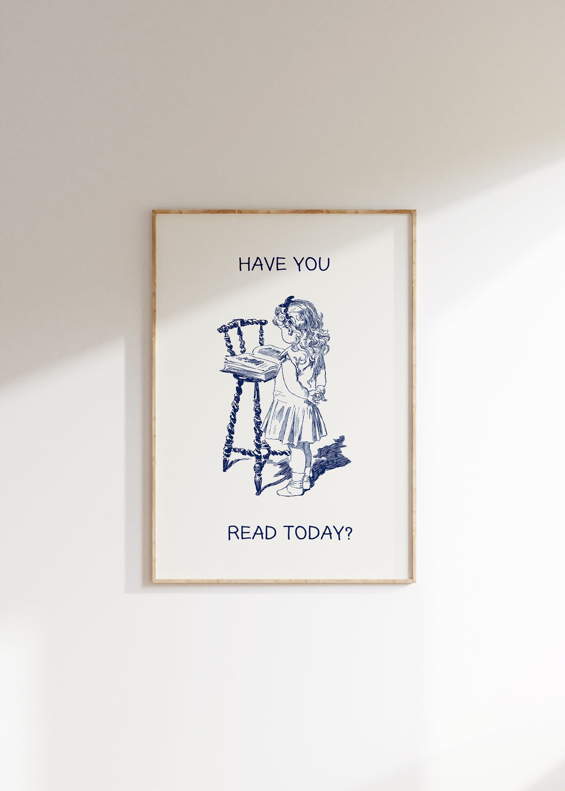 Have You Read Today Vintage Girl Reading Big Book Quote Poster - Image 2