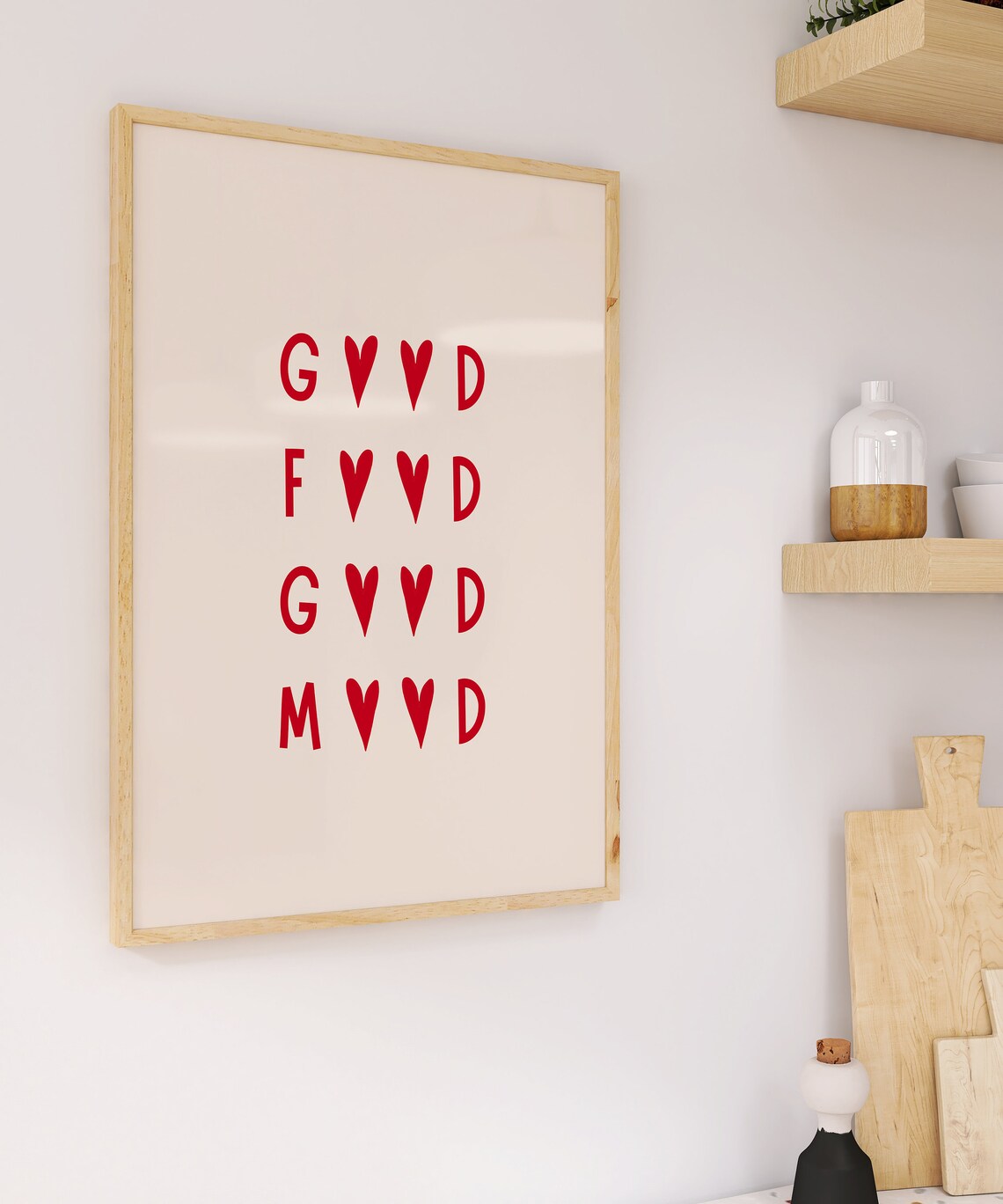 Good Food Good Mood Minimalist Kitchen Art Print - Image 3