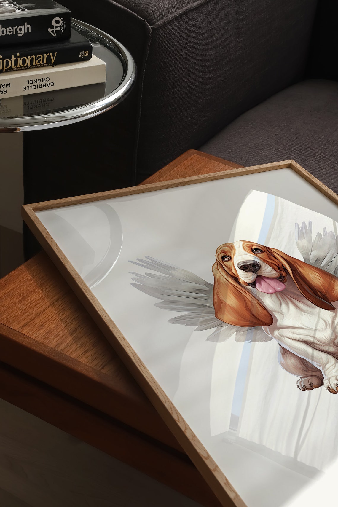 Basset Hound Angel Wings Custom Pet Memorial Portrait Sympathy Poster - Image 4