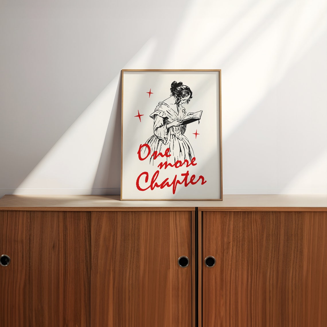 One More Chapter Vintage Woman Reading Bookish Aesthetic Wall Poster - Image 3