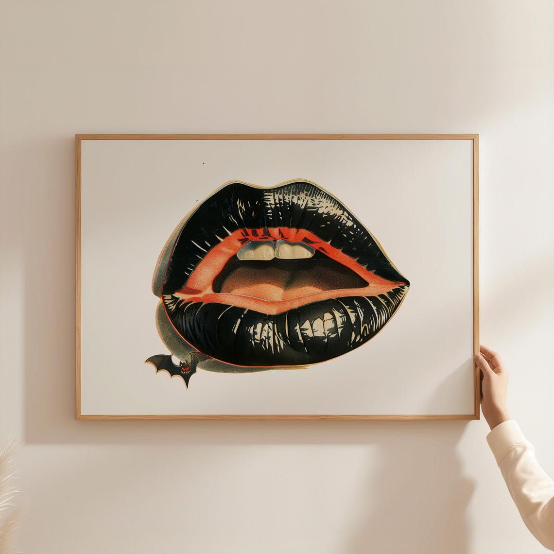 Black Vampire Lips With Red Mouth And Bat Gothic Halloween Poster - Image 5
