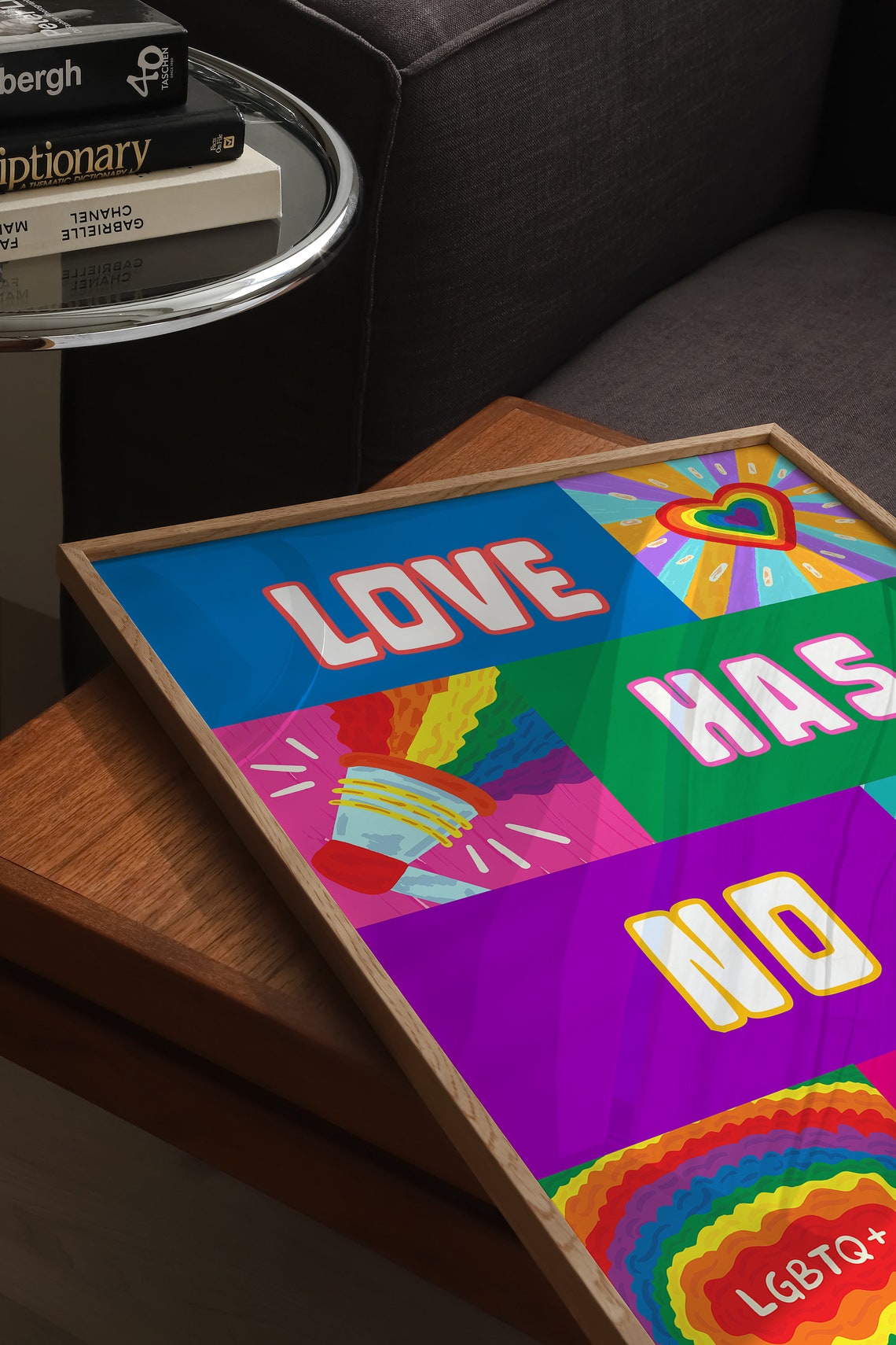 Love Has No Gender Colorful Rainbow Pride Patchwork Art Poster - Image 4