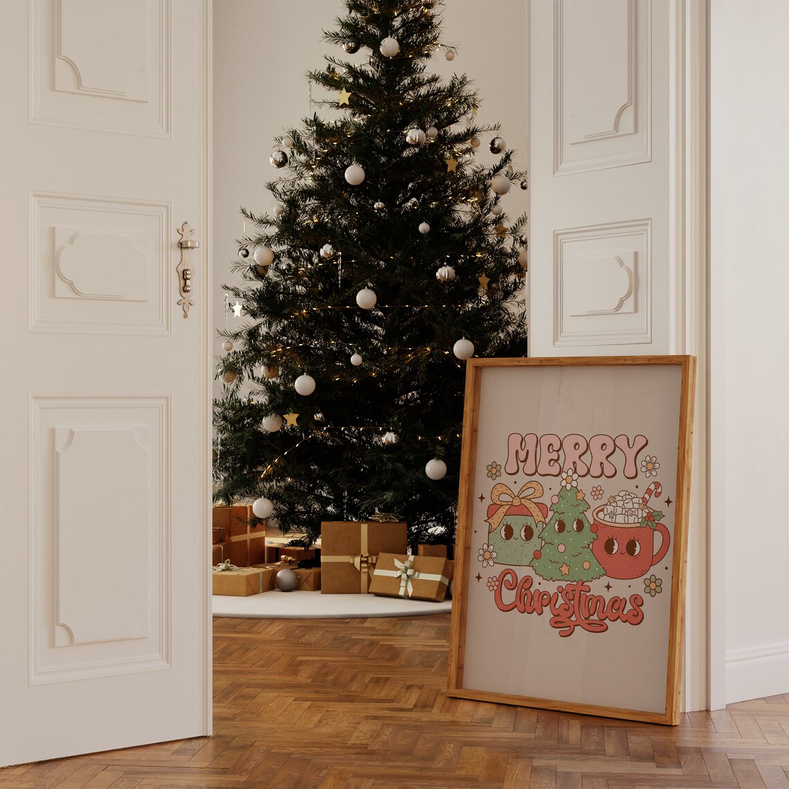 Merry Christmas Retro 70s Groovy Cocoa Mug Snowman Party Poster - Image 5