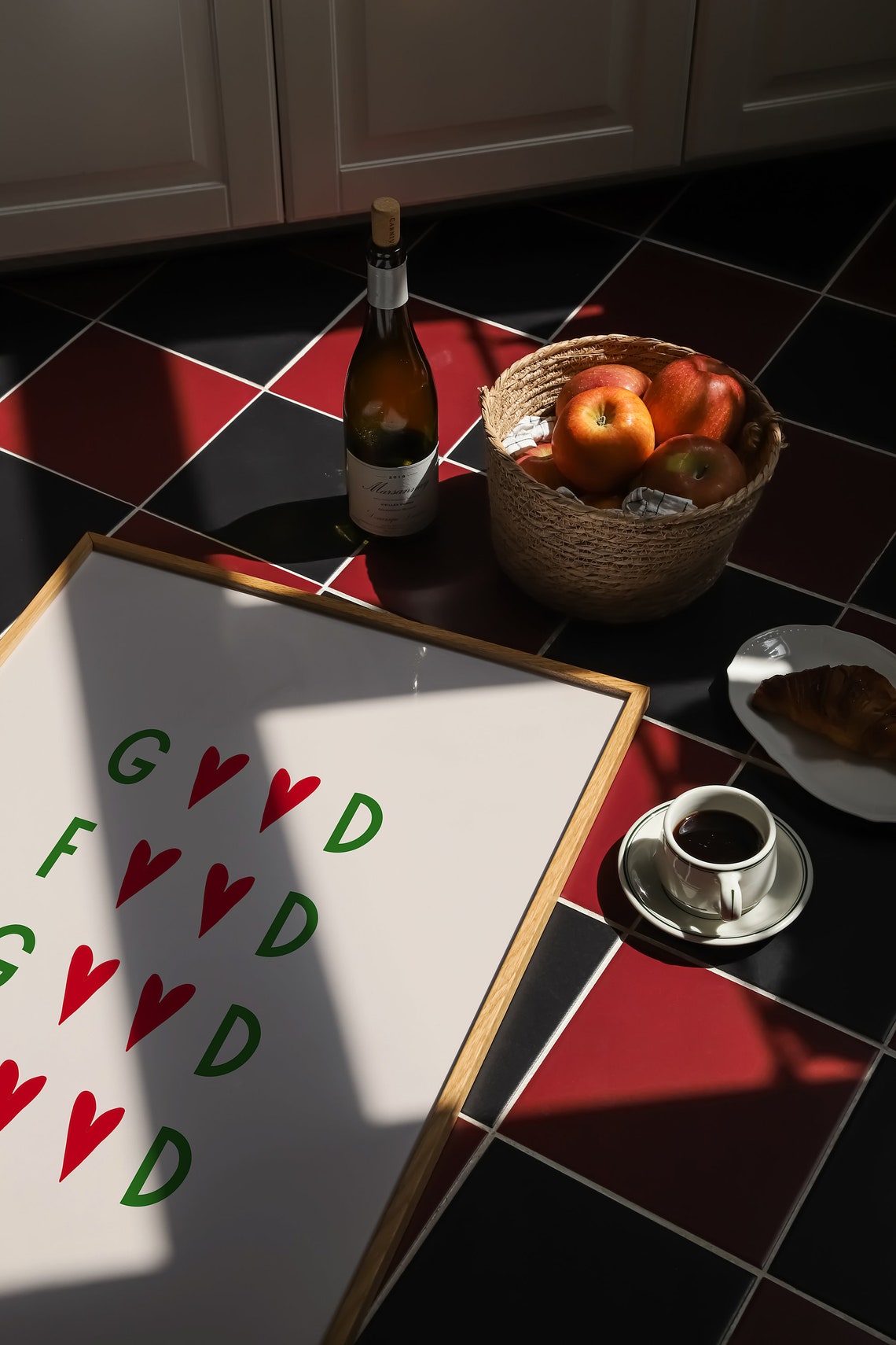 Good Food Good Mood Heart Letters Funny Kitchen Quote Poster - Image 4