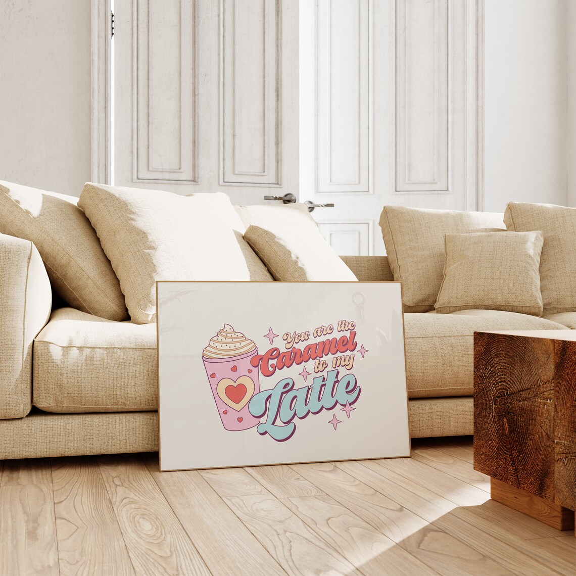 Caramel To My Latte Funny Pink Coffee Cup Valentine Quote Poster - Image 4