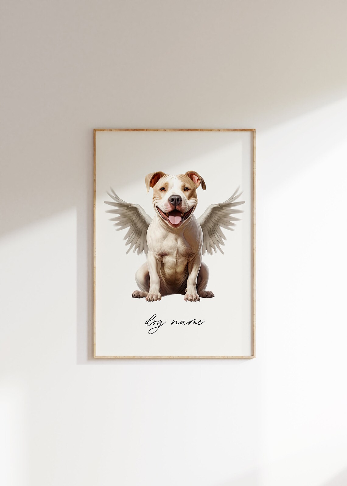 Pit Bull Terrier Dog Memorial Rainbow Bridge Print Pet Loss Memorial Portrait Angel Dog Print Pet Loss Sympathy Gift Custom Dog Painting - Image 2