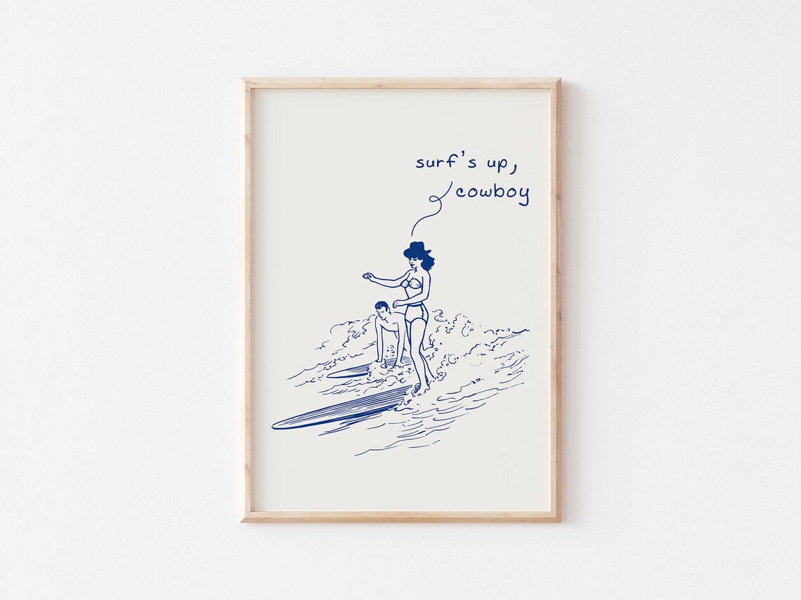 Surfs Up Cowboy Coastal Cowgirl Art Print - Image 4