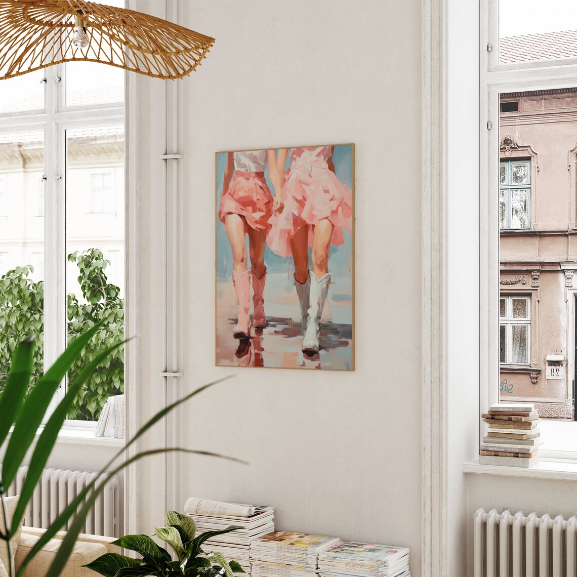 Pink Cowgirl Boots Walking Preppy Western Girls Painting Poster - Image 5