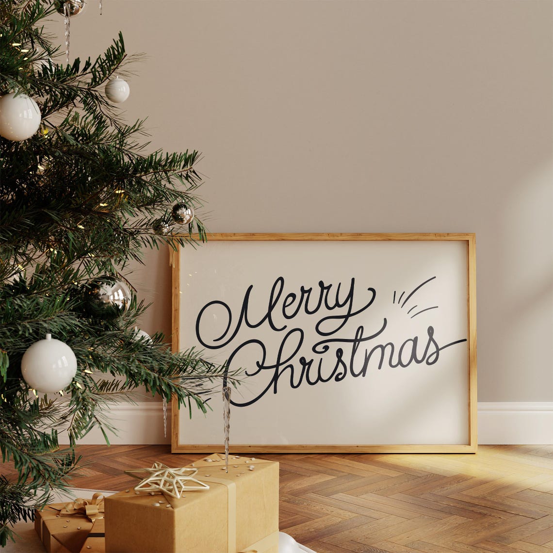 Merry Christmas Handwritten Script Minimalist Holiday Poster - Image 5