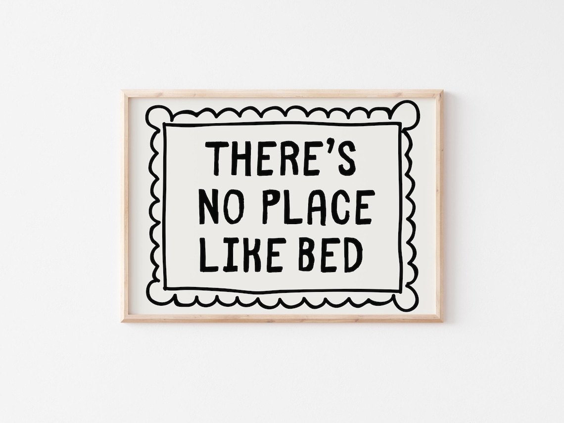 There's No Place Like Bed Retro Bedroom Art Print - Image 3