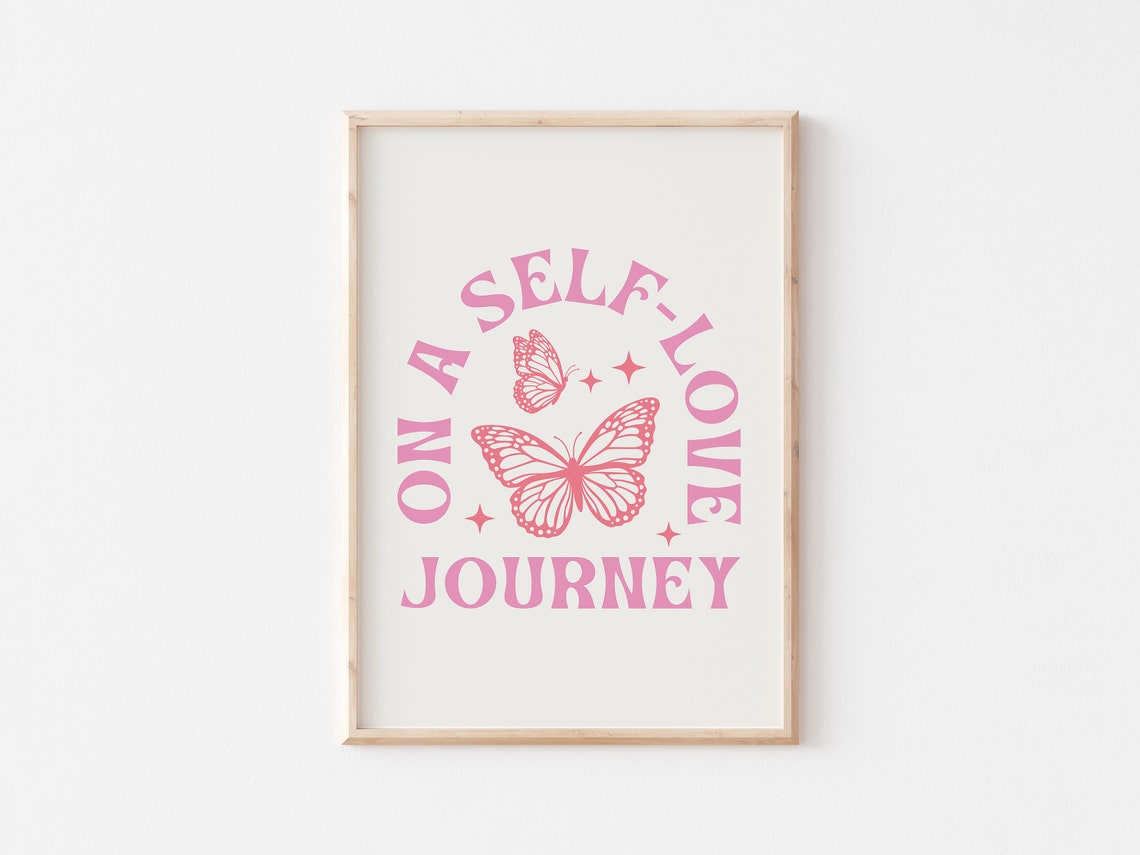 On A Self Love Journey Pink Butterfly Affirmation Art Poster - Image 5