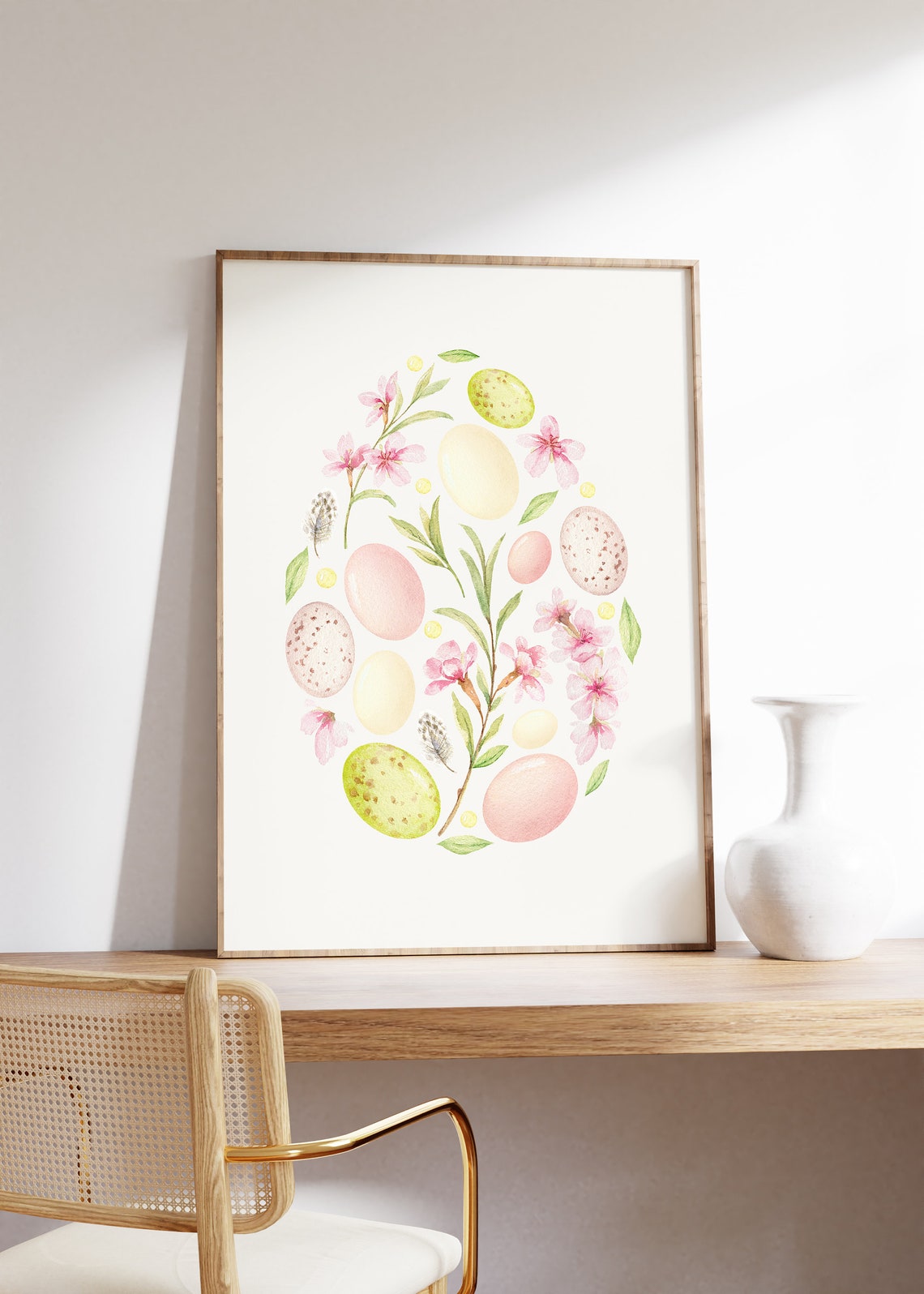 Giant Egg Shaped Arrangement Of Pastel Eggs And Blossoms Poster - Image 4