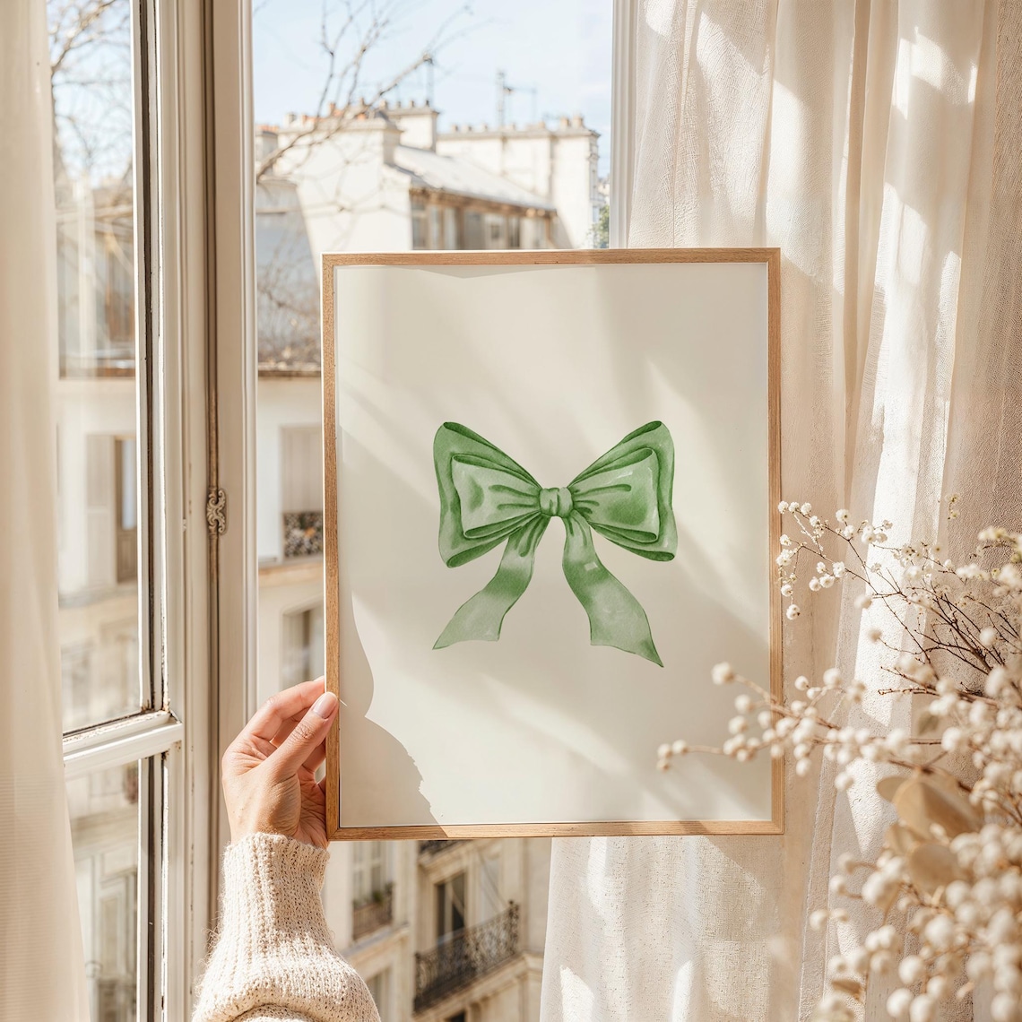 Light Green Ribbon Watercolor Bow Balletcore Room Decor Poster - Image 5